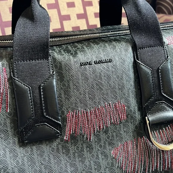 Dior unisex stitched limited edition oblique monogram jacquard logo duffle bag - Picture 7 of 15